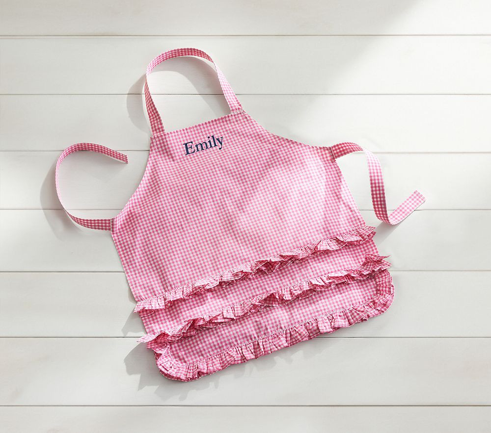 Pink Ruffle Gingham Apron | Pottery Barn Kids