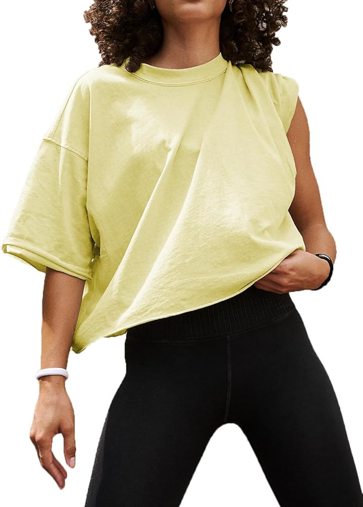 Women's Summer Short Sleeve Crop Tops Casual Basic Cotton Athletic Yoga Running T-Shirts | Amazon (US)