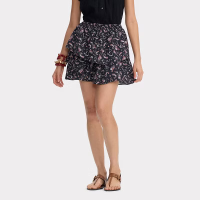 Women's Tiered Skirt - Universal Thread™ Black Paisley XXL | Target