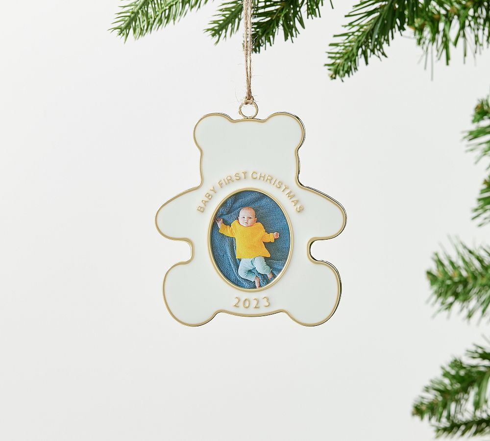 2023 Baby First Christmas Bear Frame Ornament | Pottery Barn (US)