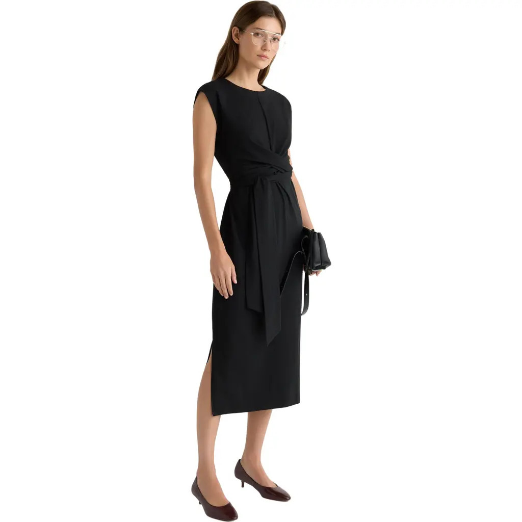 Modern Citizen Fei Tie-Front Organic Cotton Dress in Black at Nordstrom, Size Medium | Nordstrom