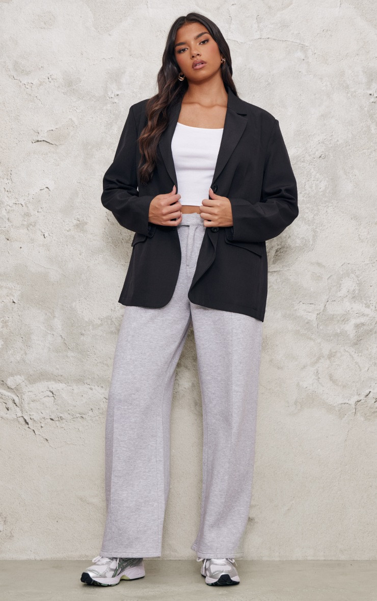 Black Seam Detail Structured Oversized Blazer | PrettyLittleThing UK