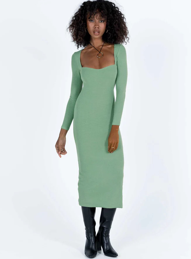 Nolan Midi Dress Green | Princess Polly US