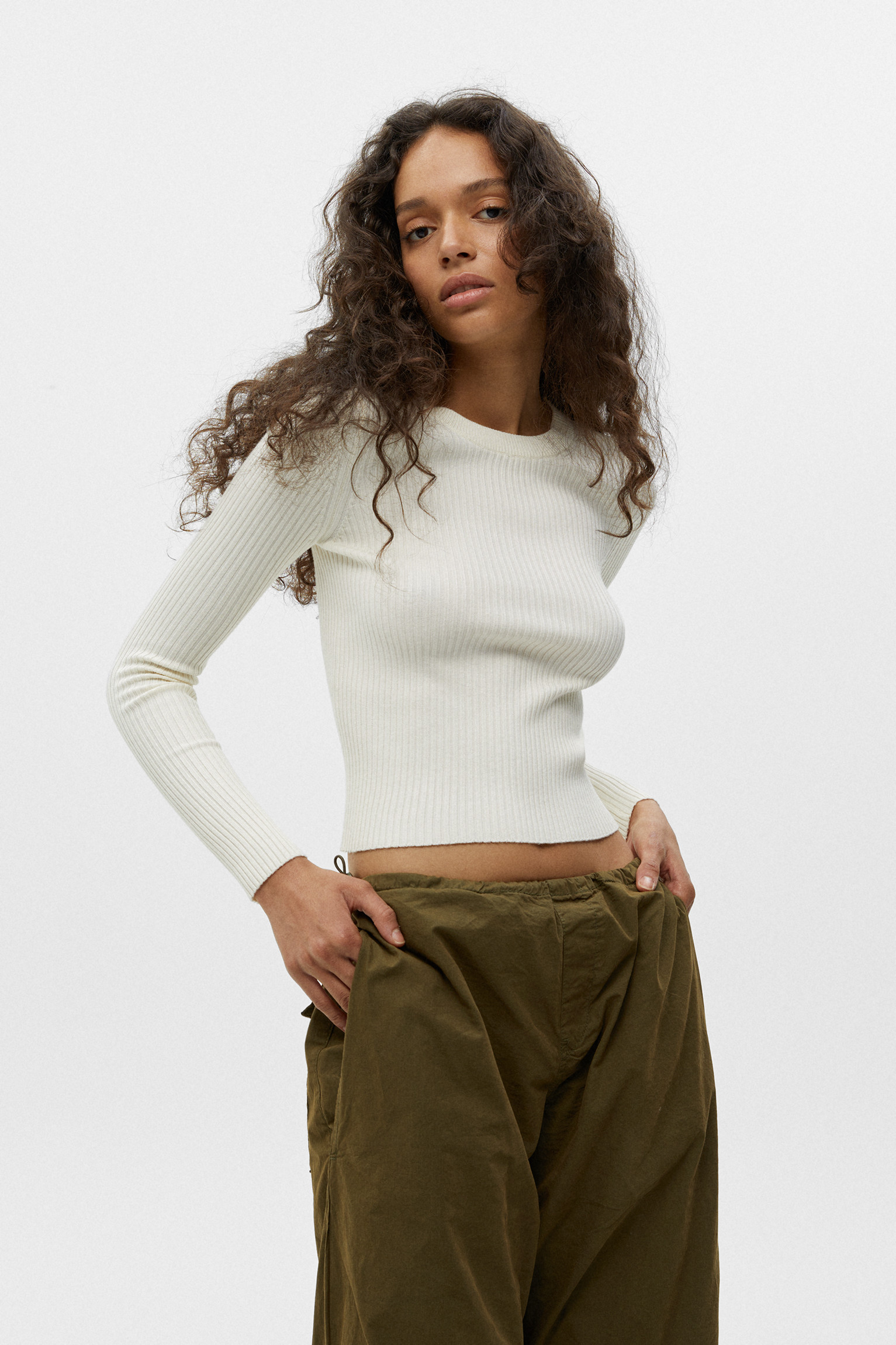 Round neck ribbed sweater | PULL and BEAR UK