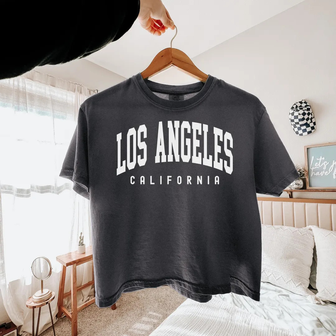 Los Angeles Crop Top Tee, Comfort Colors Summer Shirt, Beach Vacation, California Women's Boxy Cr... | Etsy (US)