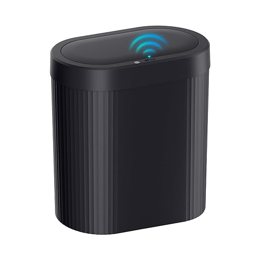 Amazon.com: jinligogo 5 Gallon Bathroom Trash Can with Lid, Automatic Motion Sensor Black Trash C... | Amazon (US)