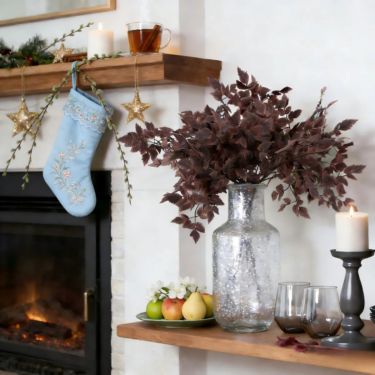 4 Pcs Artificial Cimicifuga Leaf Spray, 23 In Faux Burgundy Fall Greenery Branch (Set of 4) | Wayfair North America