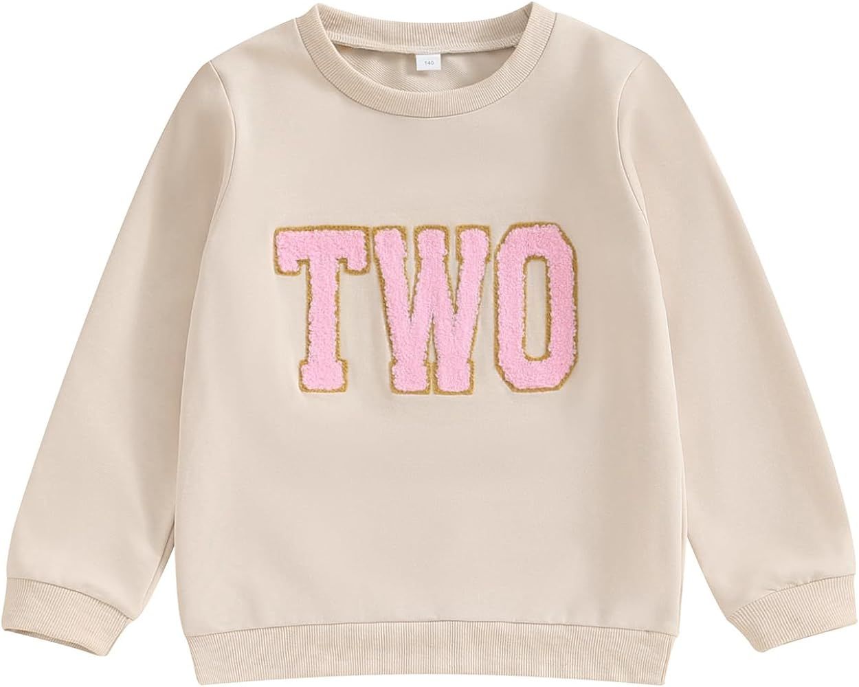 Lamuusaa Toddler Baby Girl Boy Birthday Outfit One/Two/Three/Four/Five/Six Embroidery Sweatshirt ... | Amazon (US)
