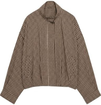 Womens Gingham Zip Up Lightweight Elestic Hem Jacket | Amazon (US)
