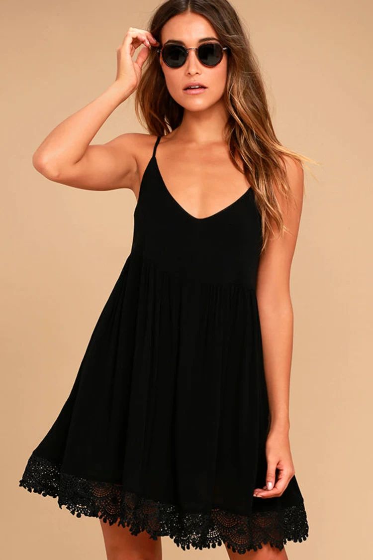 Rhiannon Black Lace Babydoll Dress | Lulus (US)