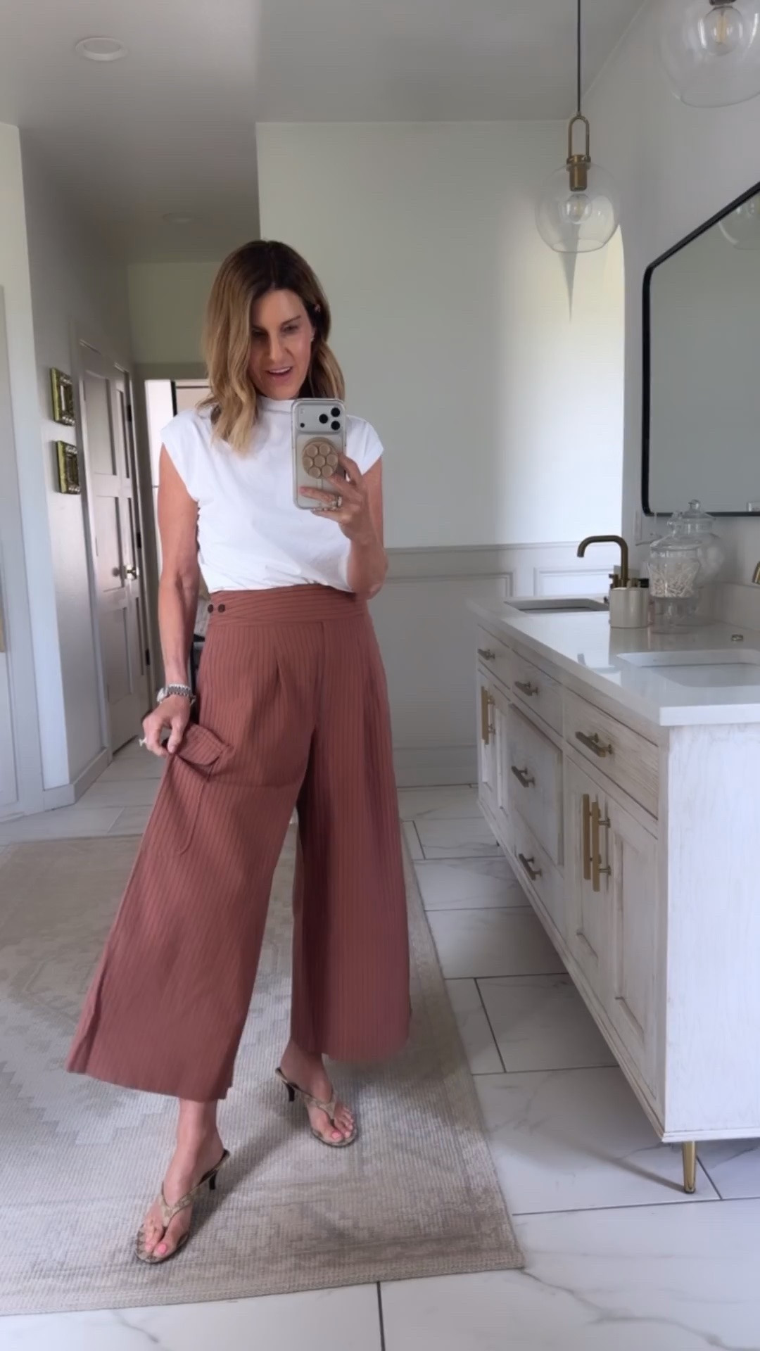 In love with these striped, wide-leg pants. Perfect for wearing to work or just wearing wearing. So comfy! I’m in a size small bottom and top

#LTKOver40 #LTKWorkwear

Comment SHOP below to receive a DM with the link to this post on my LTK ⬇ https://liketk.it/6f2G0