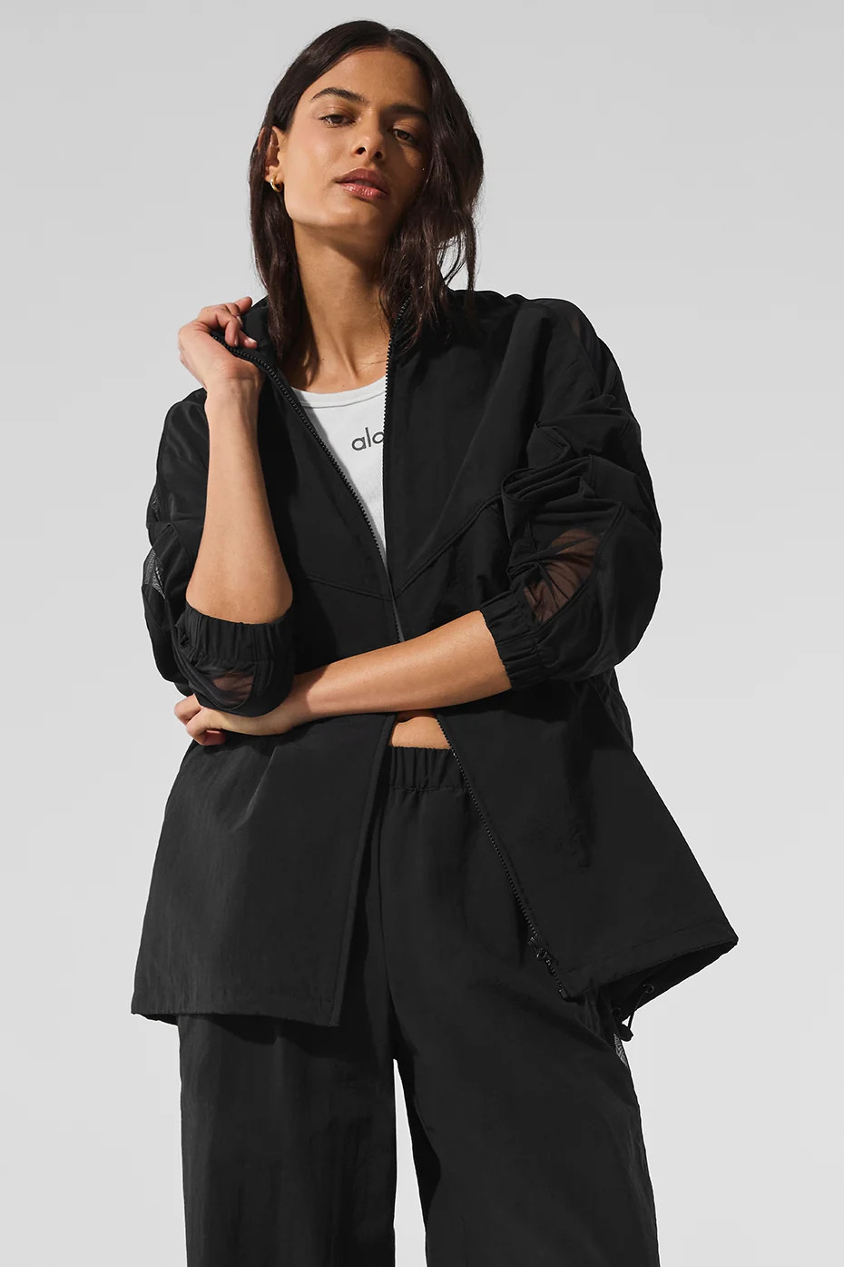 ALO | Origin Full-Zip Track Jacket in Black, Size: Medium | Alo Yoga