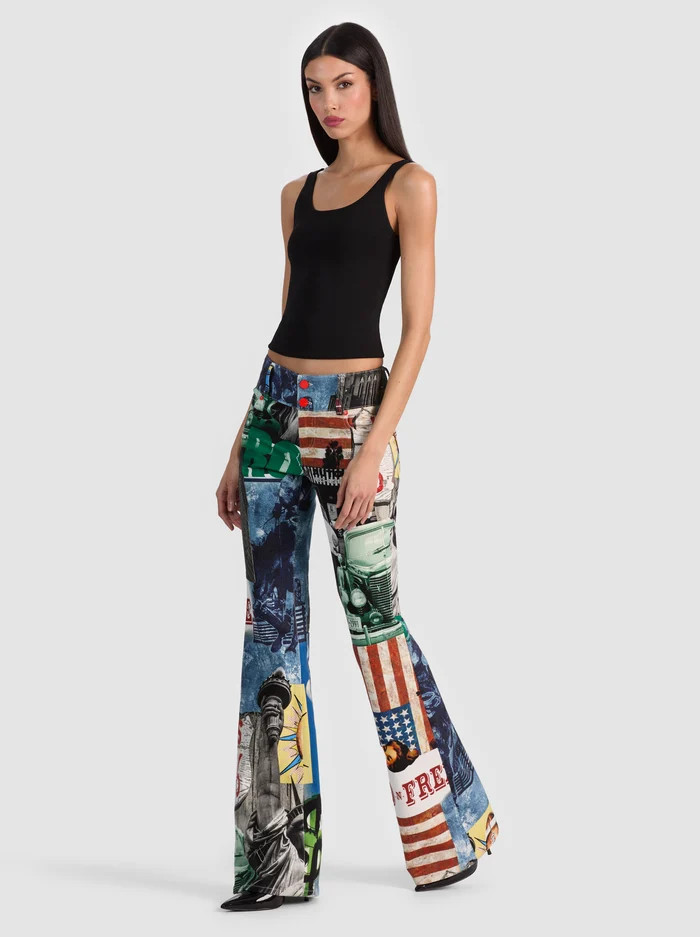 Alice + Olivia Kai Printed Low Rise Bootcut Jeans | Shop.app
