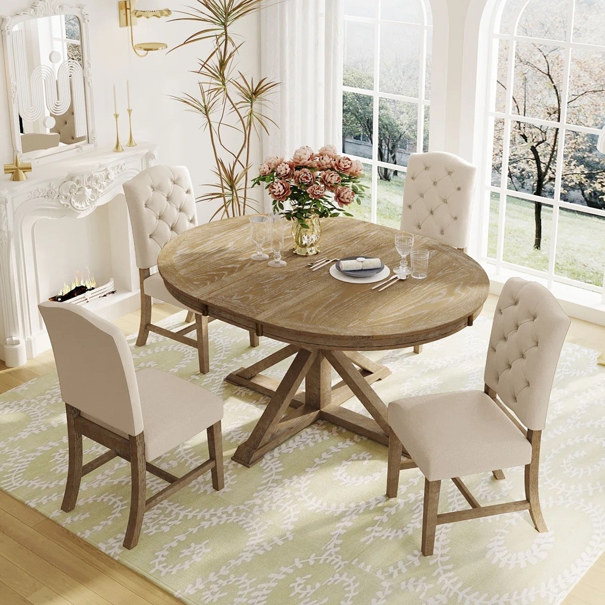 Inspired by classic European interiors, this retro dining set pairs elegant detailing with flexible seating for a refined and sophisticated home. ON SALE and under $1,100.

Keywords:

* extendable dining set
* butterfly leaf dining table
* retro dining furniture
* elegant dining set
* vintage inspired dining room
* dining room table set
* classic dining furniture
* extendable kitchen table
* European inspired interiors
* timeless dining room decor
* warm neutral interiors
* vintage modern style
* elevated entertaining space
* refined home decor
* boutique interior aesthetic
* curated dining room styling

#LTKHome #LTKSaleAlert #LTKSeasonal
