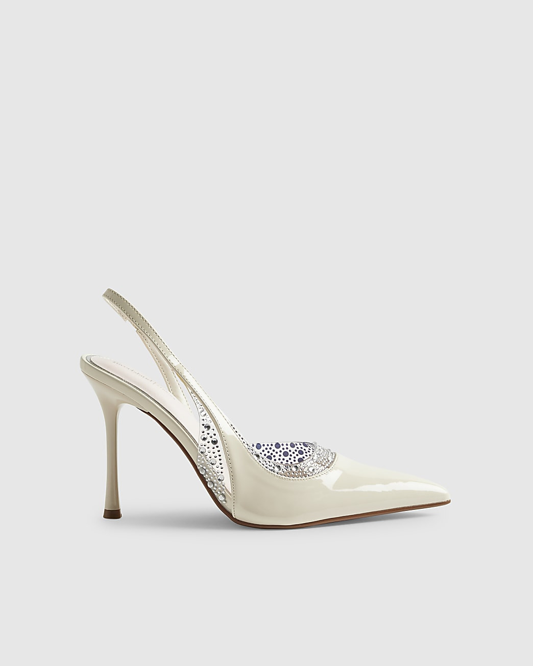 White Sparkle Slingback Perspex Court Heels | River Island UK & IE