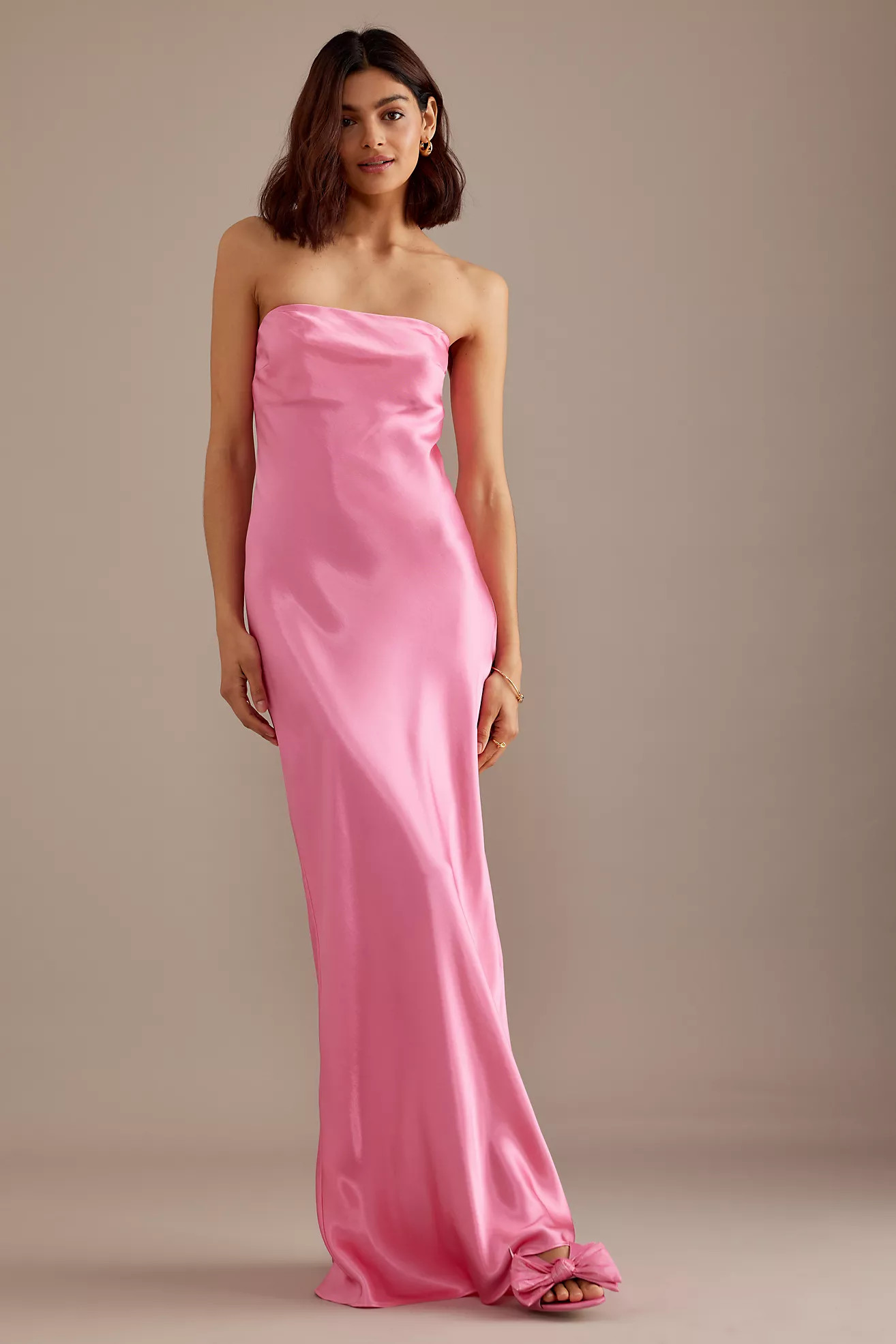 The Fleur Strapless Satin Maxi Slip Dress | Anthropologie (UK)