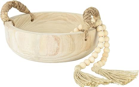 Amazon.com: Paulownia Wood Bowl Rustic Natural Wooden Serving Bowl Handmade Fruit Round Bowl with... | Amazon (US)