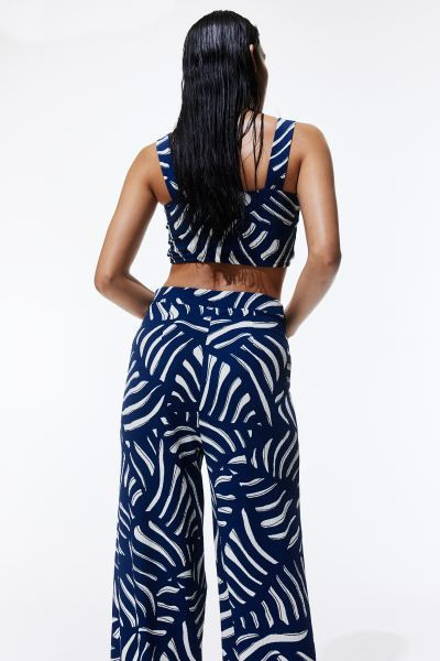 Wijde tricot broek - Donkerblauw/dessin - DAMES | H&M NL | H&M (DE, AT, CH, NL, FI)