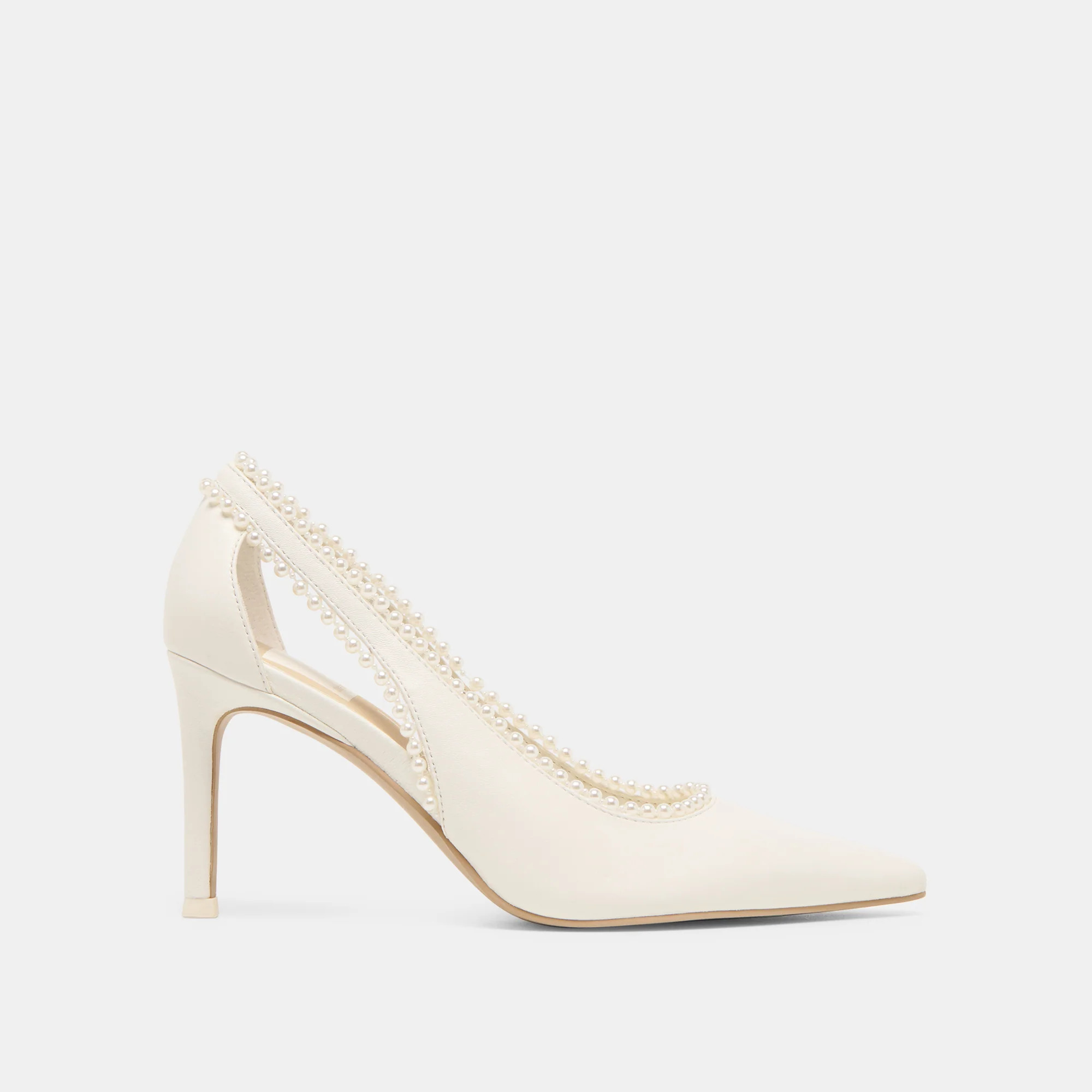 Kelson Pearl Heels True White Leather | DolceVita.com