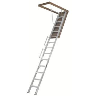 Louisville Ladder Everest 10 ft. - 12 ft., 25.5 x 63 in. Aluminum Attic Ladder with 350 lb. Load Cap | The Home Depot