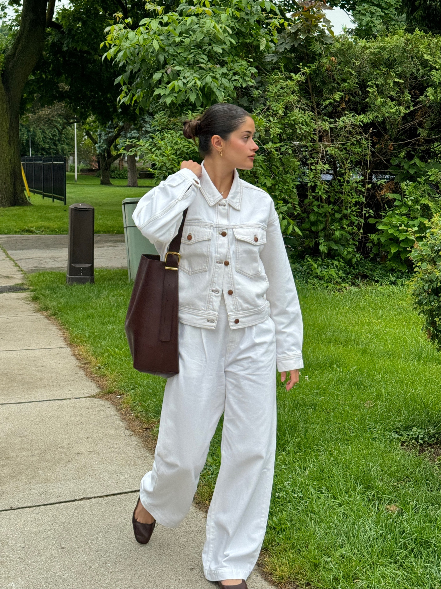 White on white denim spring look from Madewell
