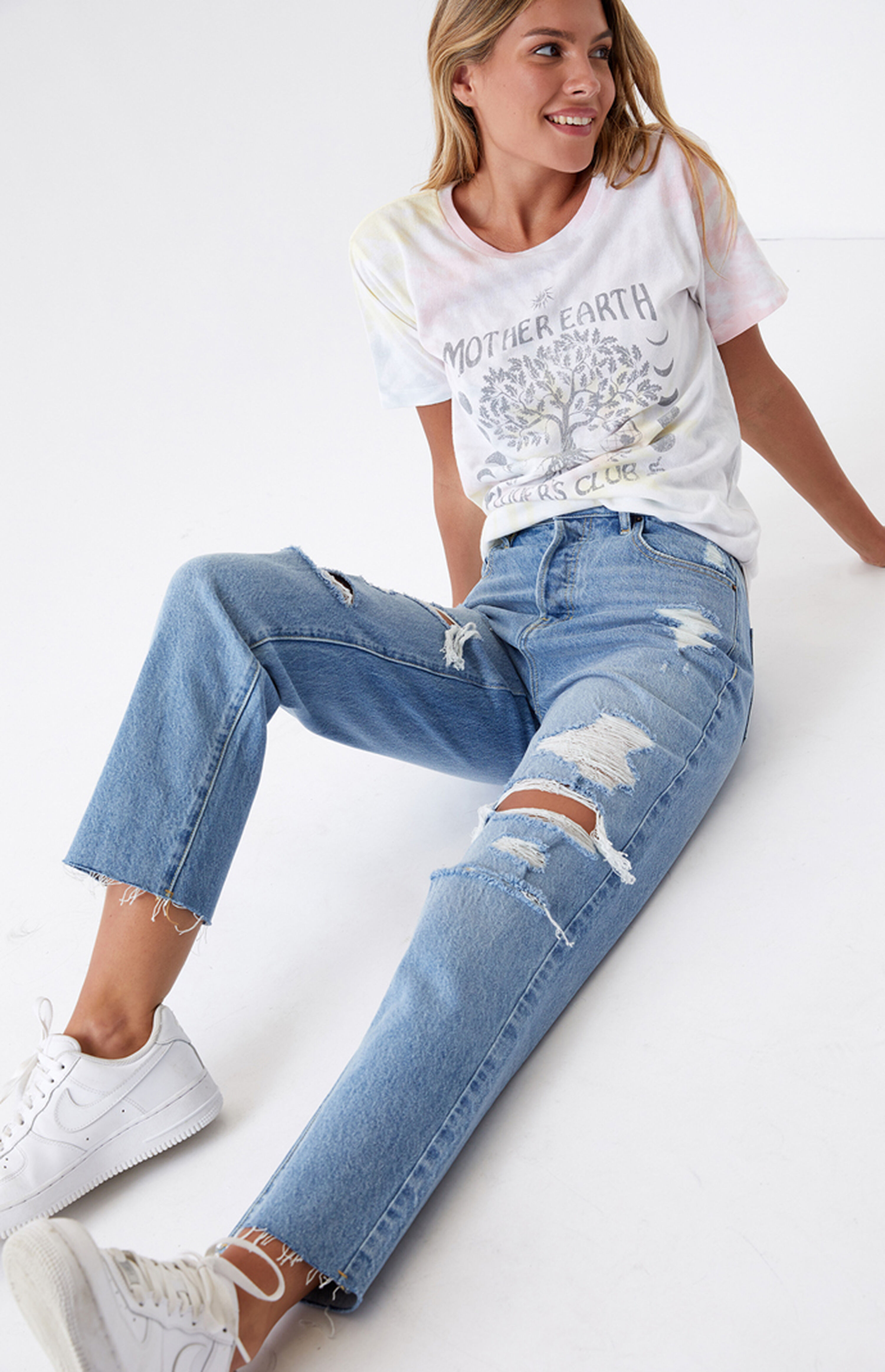 PacSun Medium Blue High Waisted Straight Leg Jeans | PacSun | PacSun