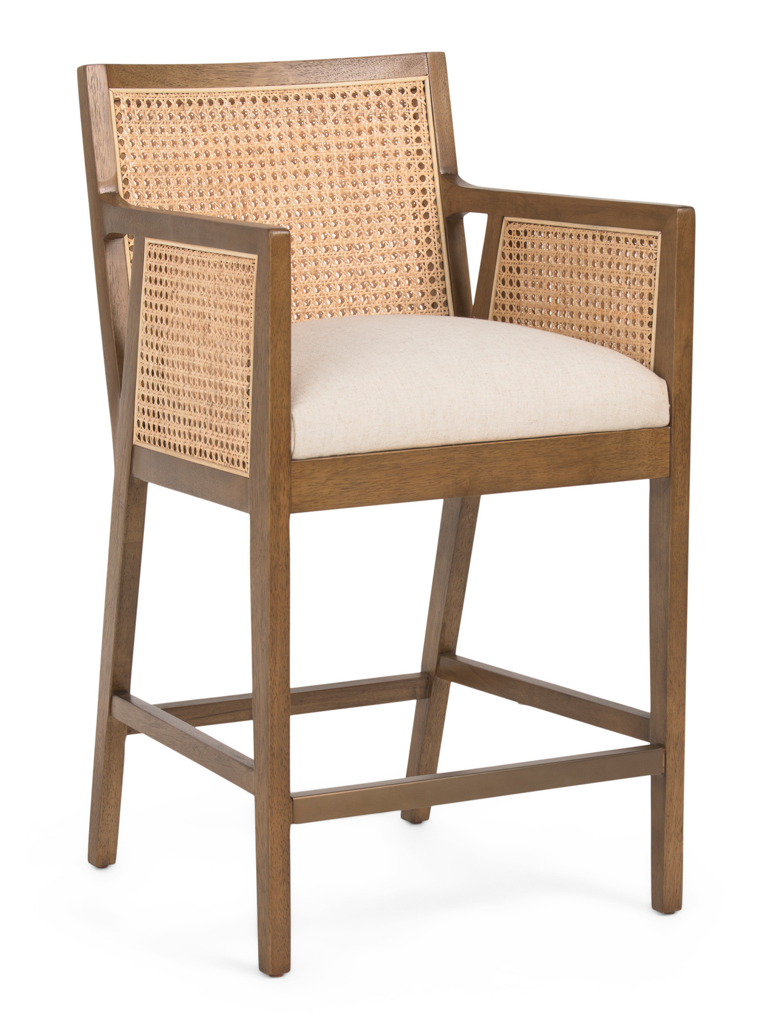 19.5x35 Antonia Cane And Performance Fabric Stool With Wooden Frame | TJ Maxx