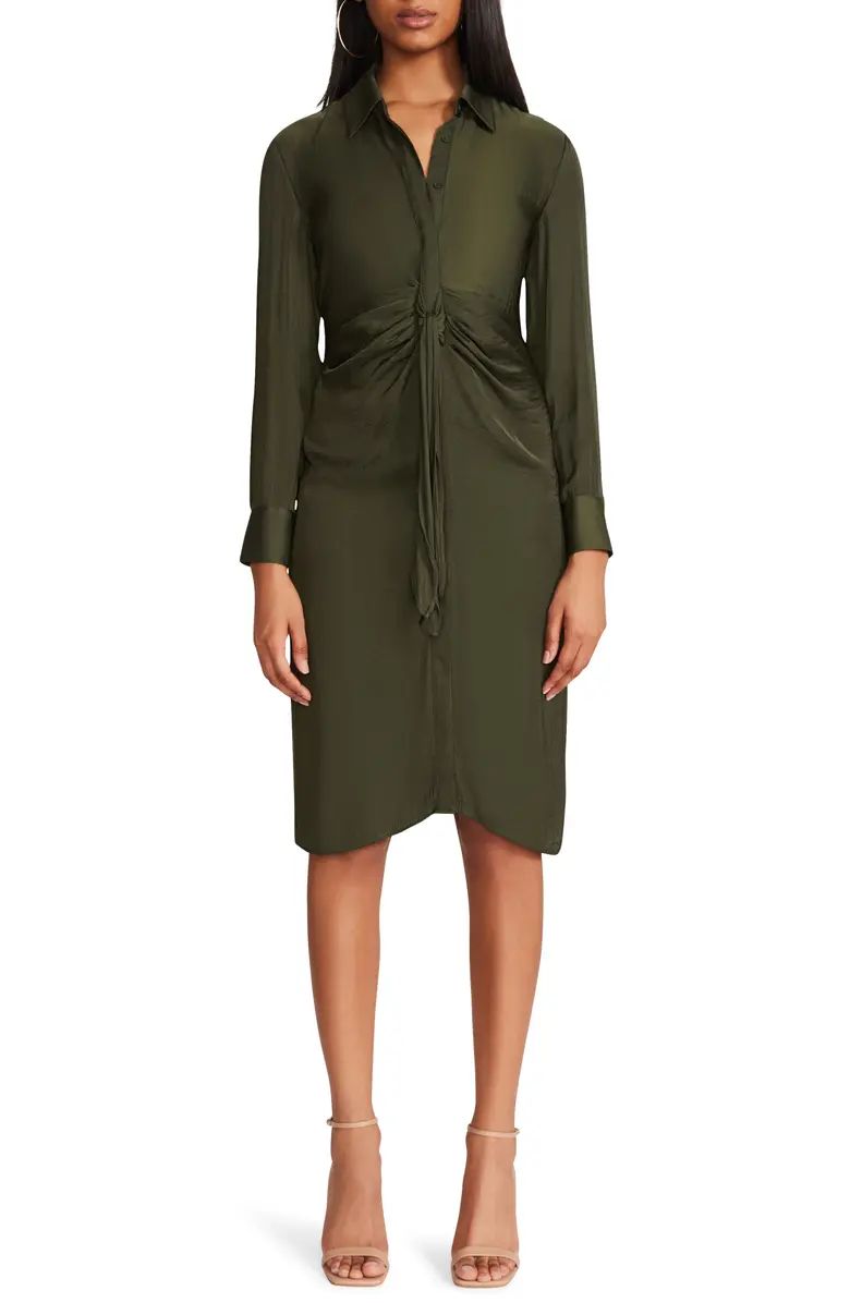 Tie of the Beholder Long Sleeve Satin Shirtdress | Nordstrom