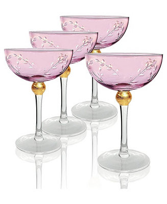 Pallo Tinted Glass Crystal Champagne Saucer, 9 oz Set of 4 | Macy's