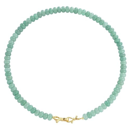 Green Aventurine Gemstone Beaded Choker Necklace for Women 14K Gold Bow Birthstone Beads Chokers | Amazon (US)