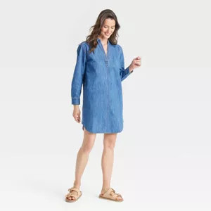 Women's Long Sleeve Popover Mini Shirtdress - Universal Thread™ | Target