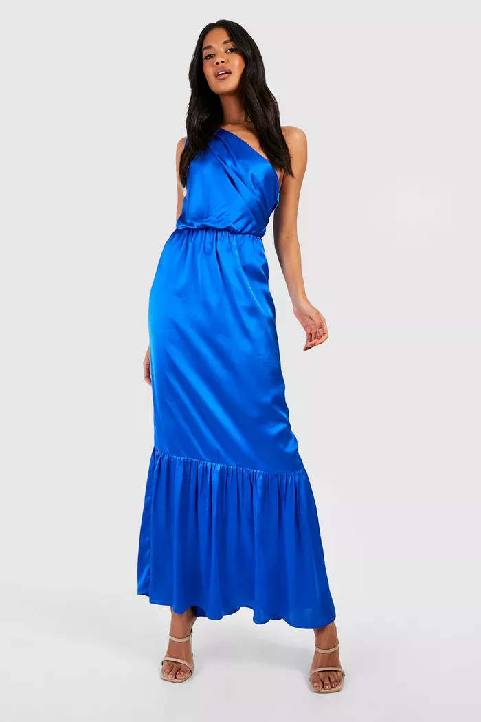 Satin One Shoulder Maxi Dress | Boohoo.com (US & CA)