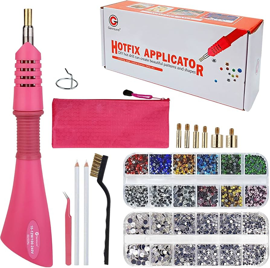 Hotfix Rhinestone Applicator, Genround Iron-on Hotfix Applicator Tool Wand Tool Set with 2 Boxes ... | Amazon (US)