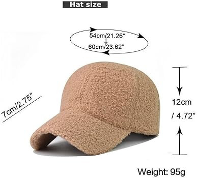 Avilego Winter Baseball Cap for Women Lamb Wool Solid Color Warm Baseball Cap for Outdoor Travel | Amazon (US)