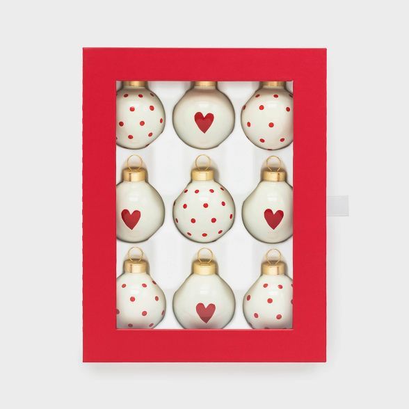 Red and White Mini 40mm Glass Ornaments 9ct - Sugar Paper™ | Target