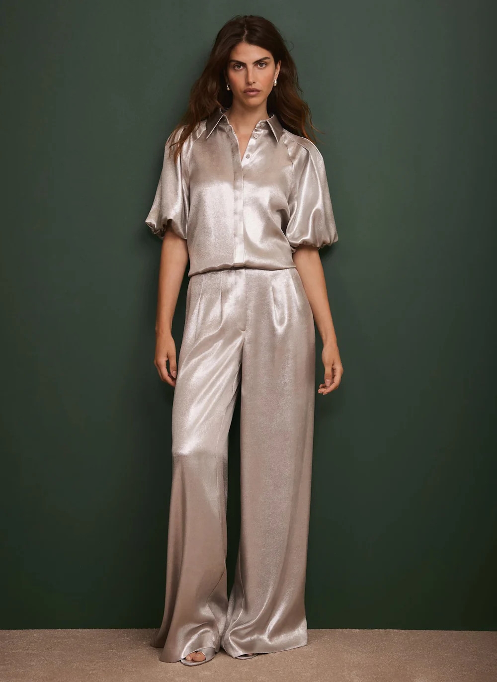 Metallic Wide Leg Trousers | Mint Velvet
