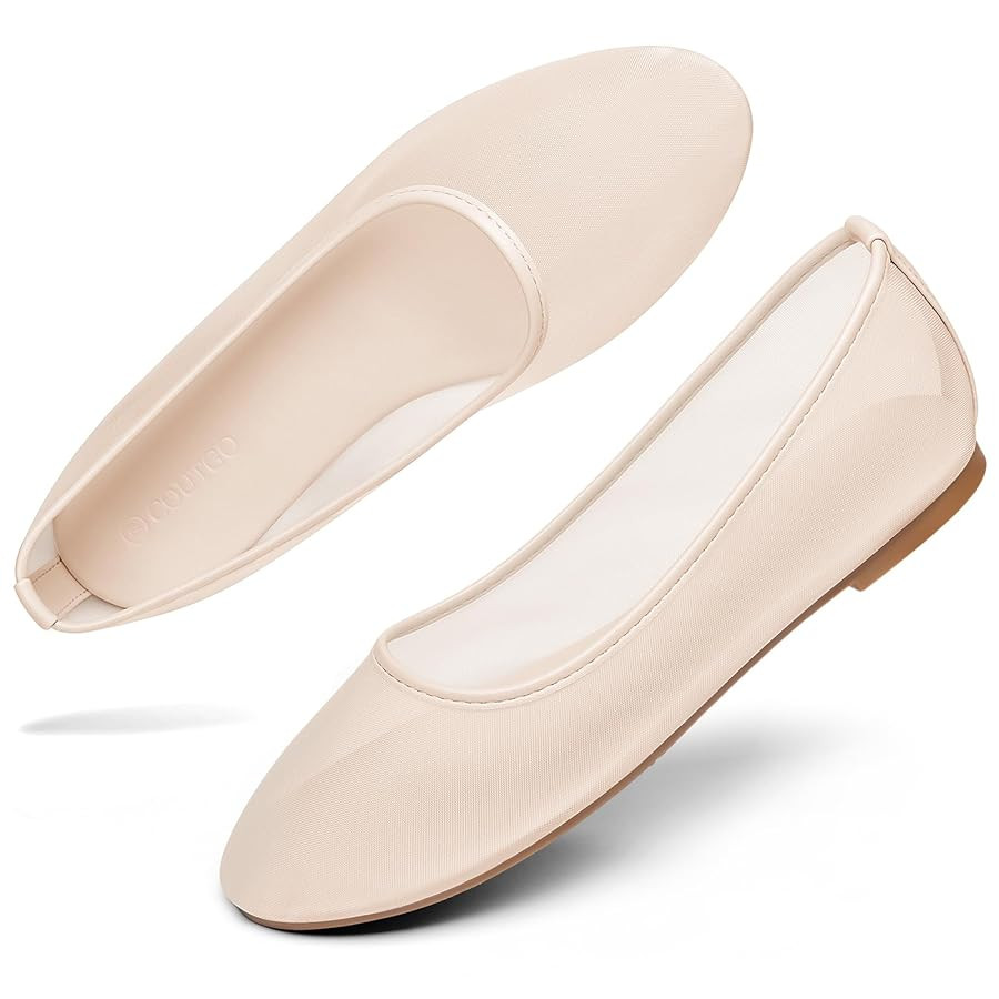Coutgo Womens Mesh Ballet Flats Slip on Ballerina Flats Comfortable Casual Work Dress Shoes | Amazon (US)