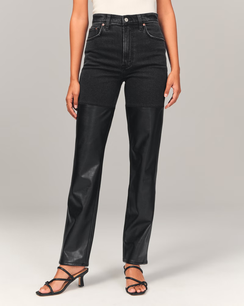 Mixed Fabric Ultra High Rise 90s Straight Jean | Abercrombie & Fitch (US)