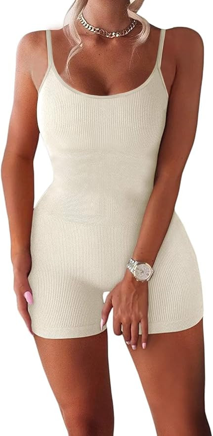 TWFRHC Women's Workout Sets Ribbed Tank 2 Piece Seamless High Waist Gym Outfit Yoga Shorts Sets | Amazon (US)