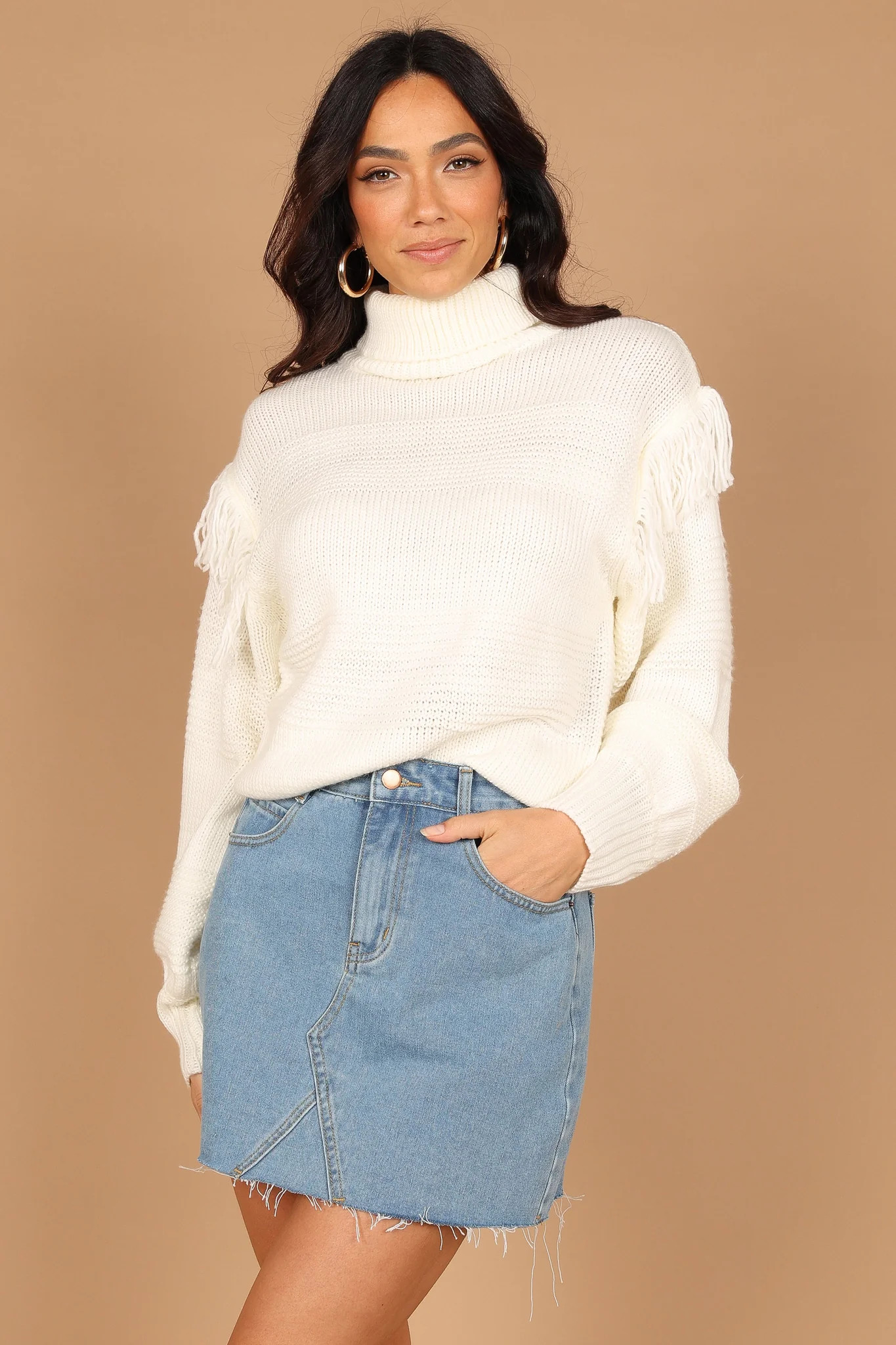 Christie Fringe Knit Sweater - Cream | Petal & Pup (US)