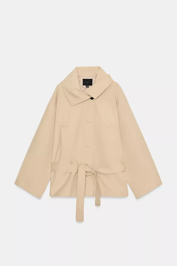 SHORT TRENCH COAT WITH BELT | Zara UK