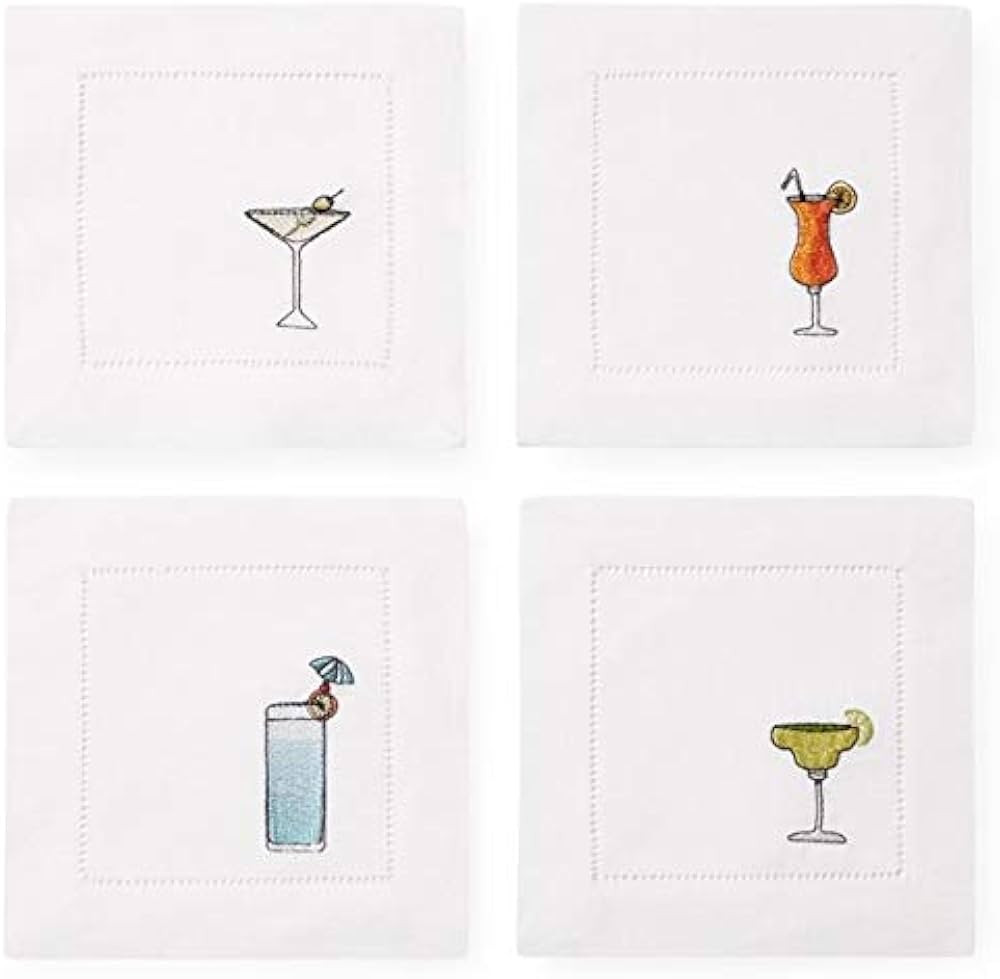 Sferra Bevande Embroidered Cocktail Napkins (6" x 6") - Set of 4 | Amazon (US)