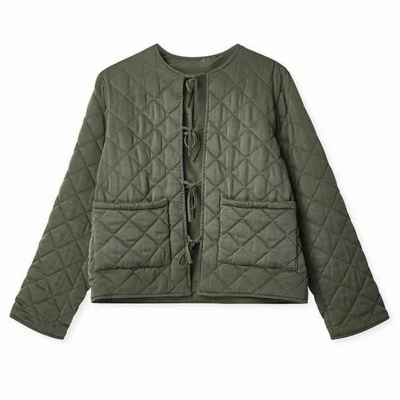 ieFashion Women's Winter Casual Quilted Jackets Long Sleeve Jacket with Pockets Outerwear Coats,G... | Walmart (US)