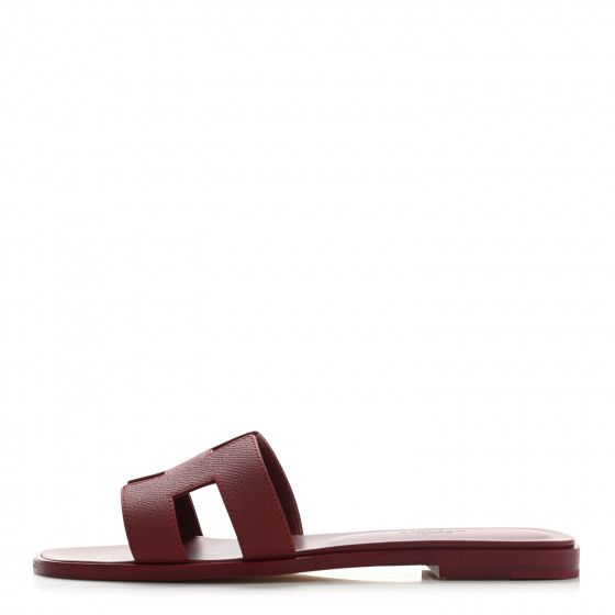 HERMES Epsom Oran Sandals 36.5 Rouge H | Fashionphile