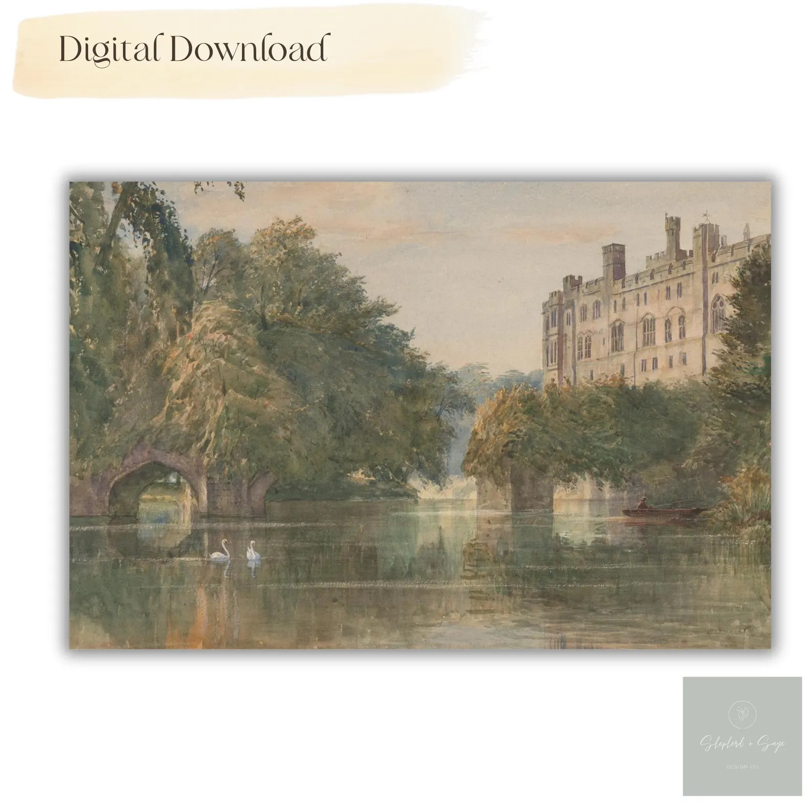 Warwick Castle Painting l Castle Painting Digital Download l Castle print l Moody Painting l Vint... | Etsy (Global)