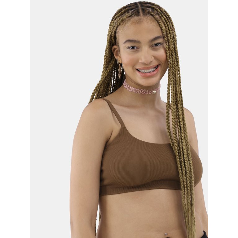 No Boundaries Seamless Ribbed Cami Bralette, Women’s and Women’s Plus - Walmart.com | Walmart (US)