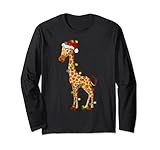 Giraffe Animal Lover Xmas Santa Hat Giraffe Christmas Long Sleeve T-Shirt | Amazon (US)