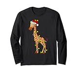 Giraffe Animal Lover Xmas Santa Hat Giraffe Christmas Long Sleeve T-Shirt | Amazon (US)
