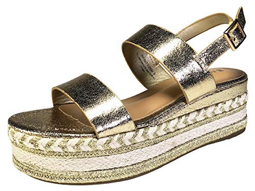 BAMBOO Women's Single Band Espadrilles Platform Sandal with Ankle Strap | Amazon (US)