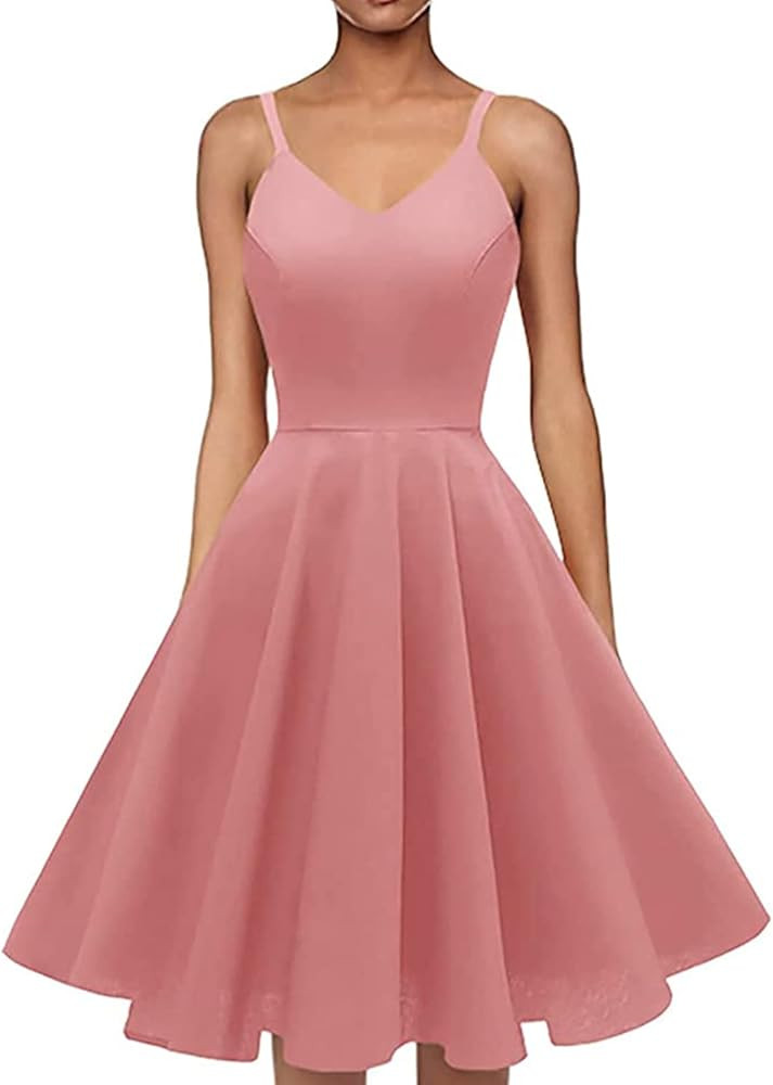 GOOBGS Women's 1950s Retro Vintage Spaghetti Strap Cocktail Swing Dresses with Pockets | Amazon (US)